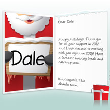 Image of Business Christmas Holidays eCard with Santa with Sign
